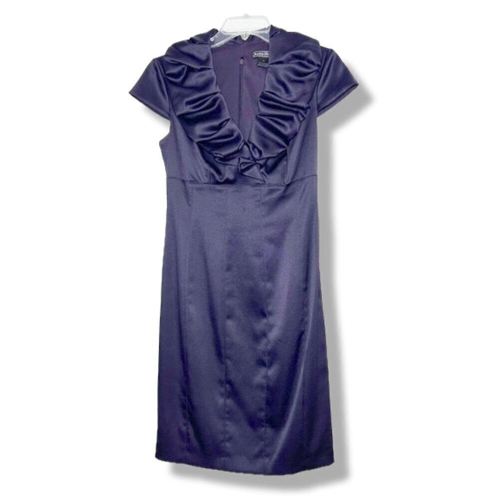 Jessica Howard Purple Ruffle Collar Sleeveless Midi Formal Cocktail Dress size 6